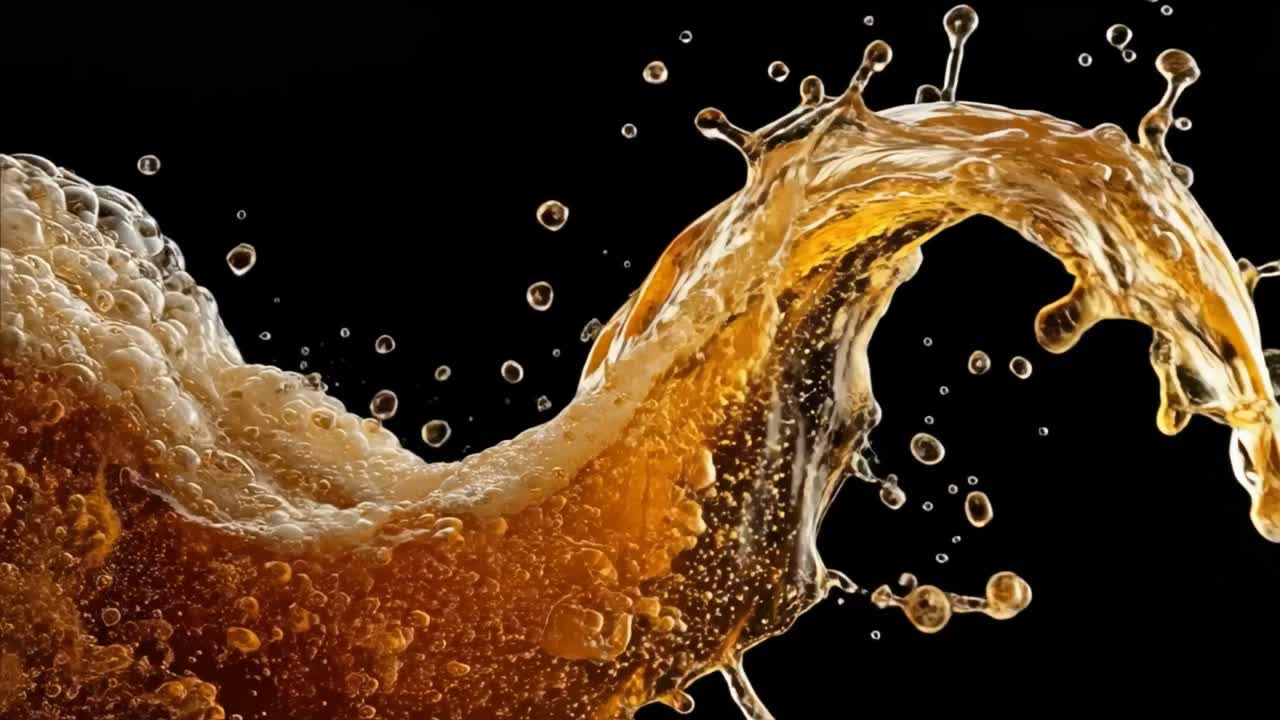 AI-generated liquid simulation — a golden splash against black