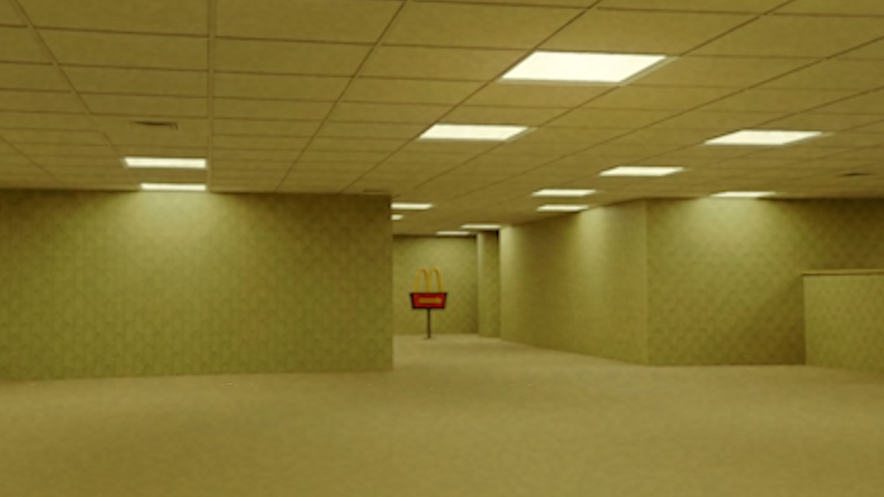 Still from McDonald's 'You've Been Here Before' — the golden arches deep in a backrooms liminal space